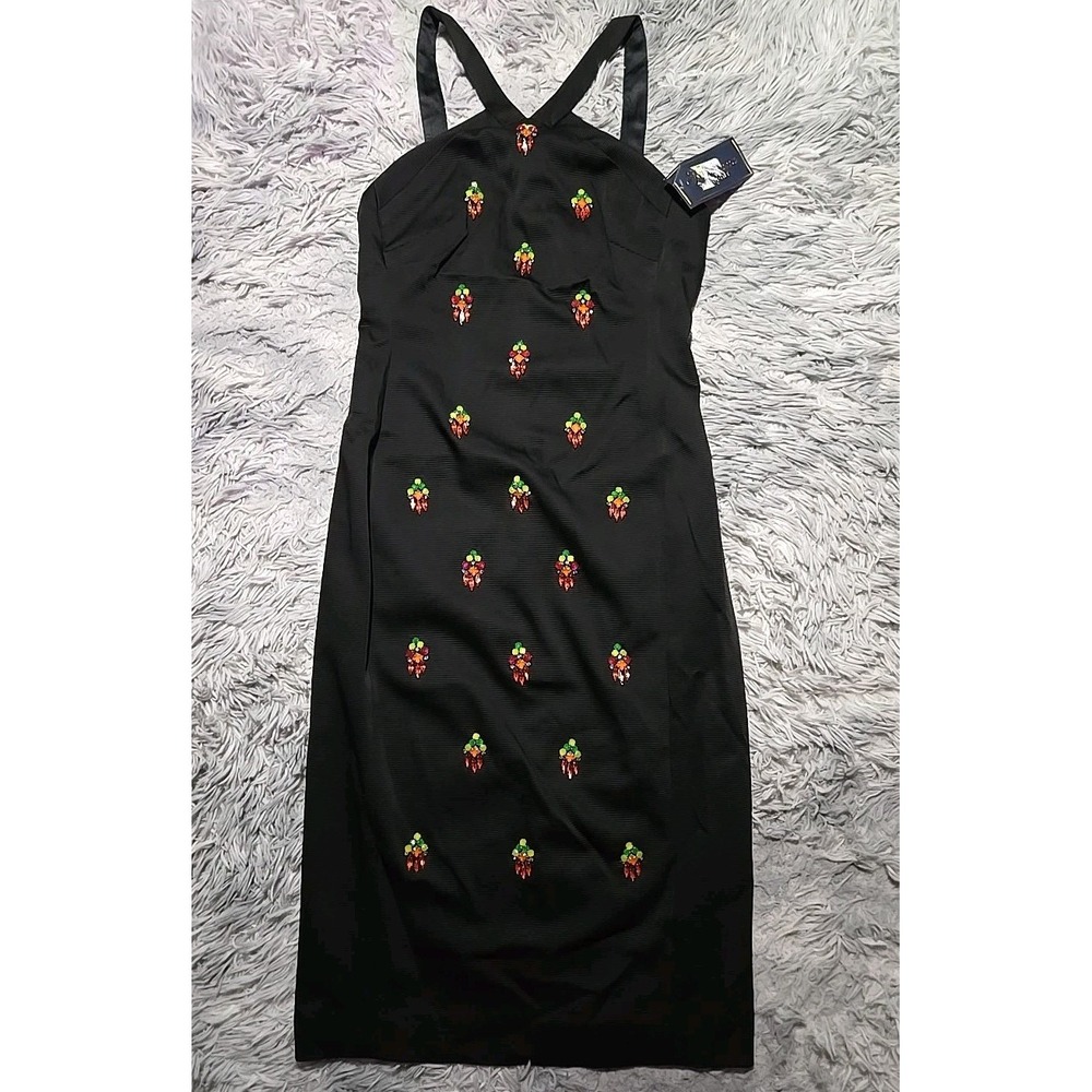 Shoshanna Black Midi Dress with Subtle Red Details - Picture 2 of 10